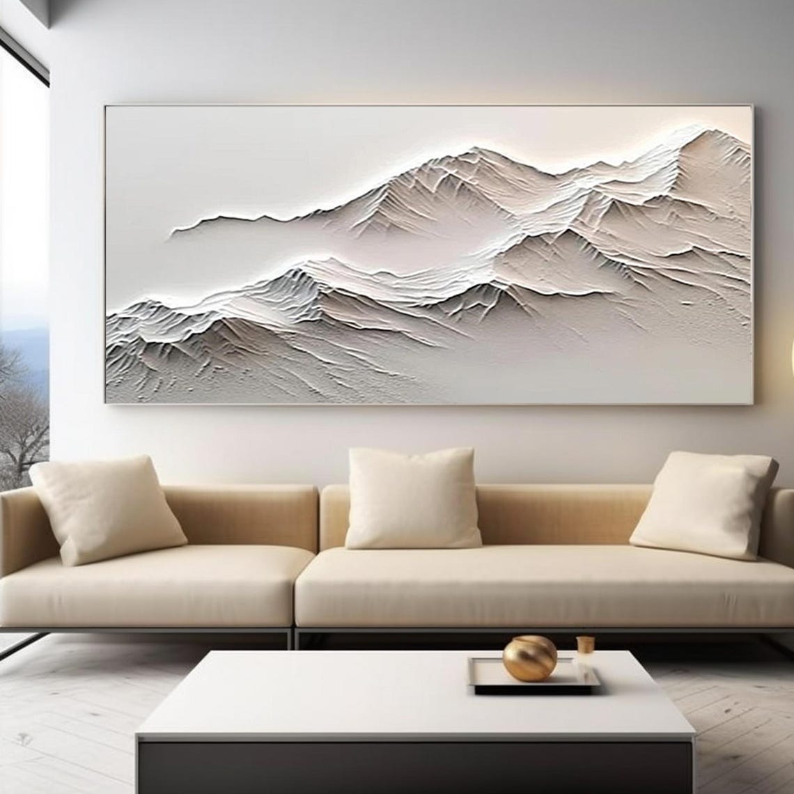 Original Baishan Painting Abstract 3d Acrylic Mountain Oil Painting White Snow Mountain Painting Home Wall Art Decoration