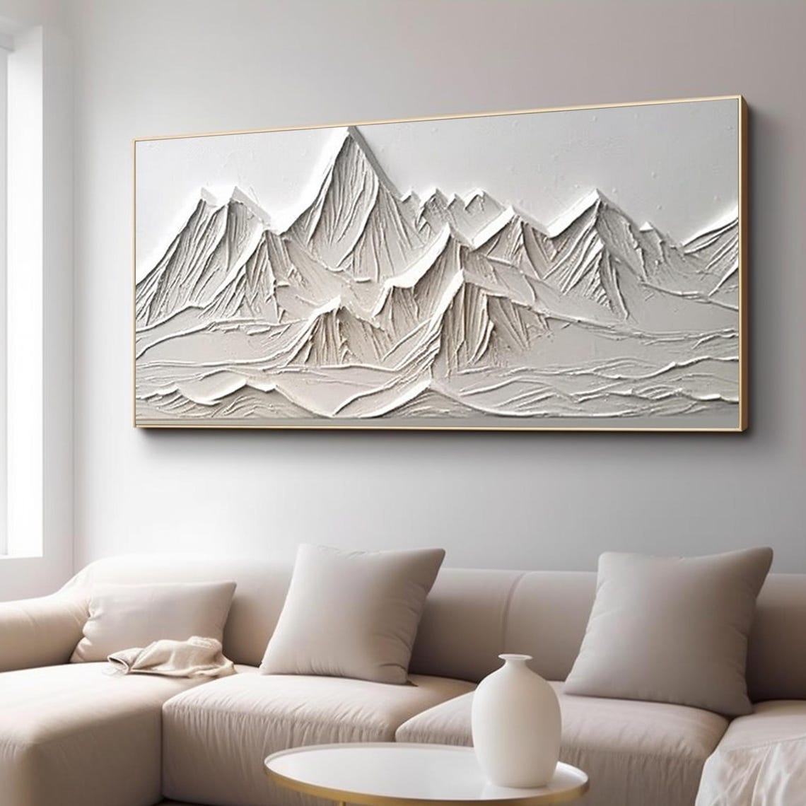 Original White Mountain Painting Abstract Hand Painted 3d Mountains Painting White Snow Mountain Painting Wall Art Decoration - Image 3