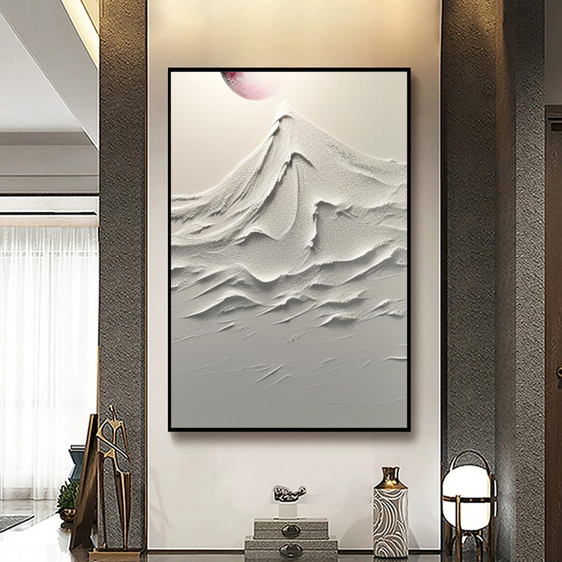 White Mountain Painting On Large White Mountain Texture Painting Original White Mountain Painting On White Snow Mountain - Image 4