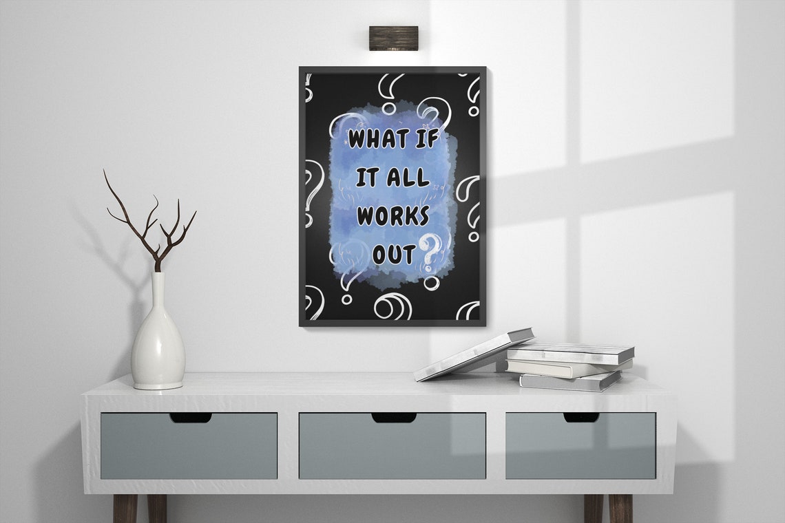 What If It All Works Out Blue Watercolor Question Mark Poster - Image 2