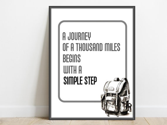 Begin With A Simple Step Inspirational Quote Proverb Art Print Office Home Wall Decor Motivational Poster