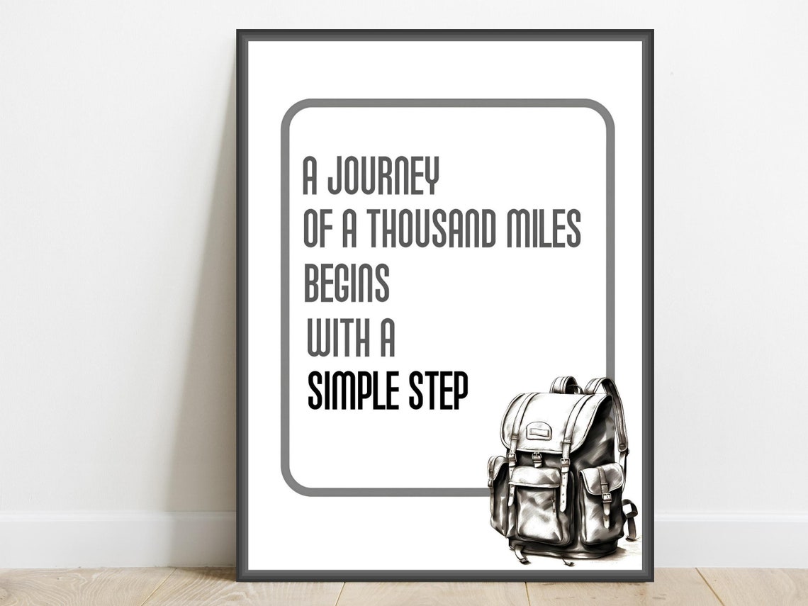 Begin With A Simple Step Inspirational Quote Proverb Art Print Office Home Wall Decor Motivational Poster