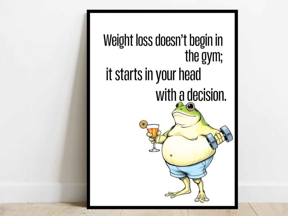 Weight Loss Starts In Your Brain Art Print Gym Fitness Poster Motivational Quote Life Saying Office Home Decor