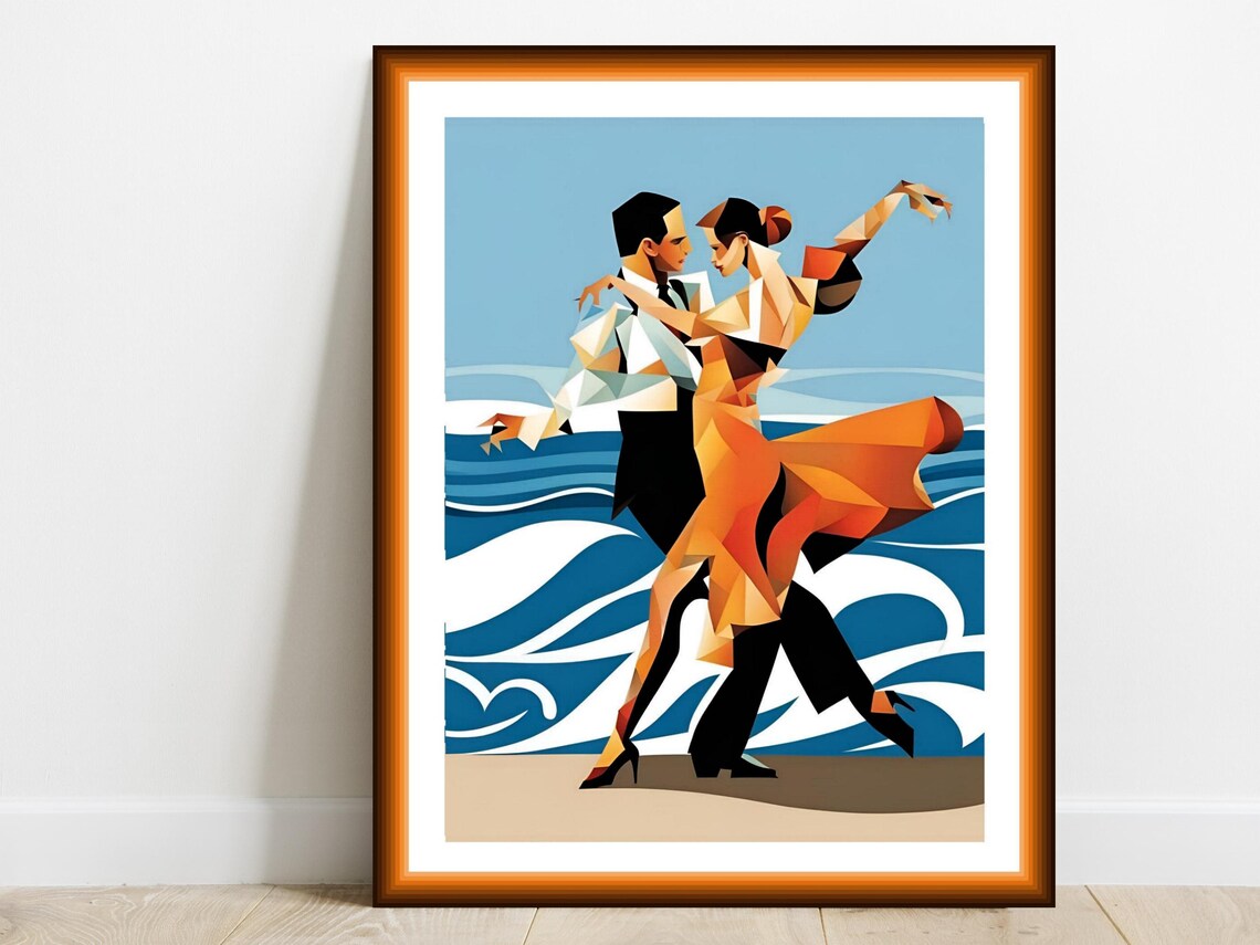 Tango Dancers Seaside Abstract Art Print