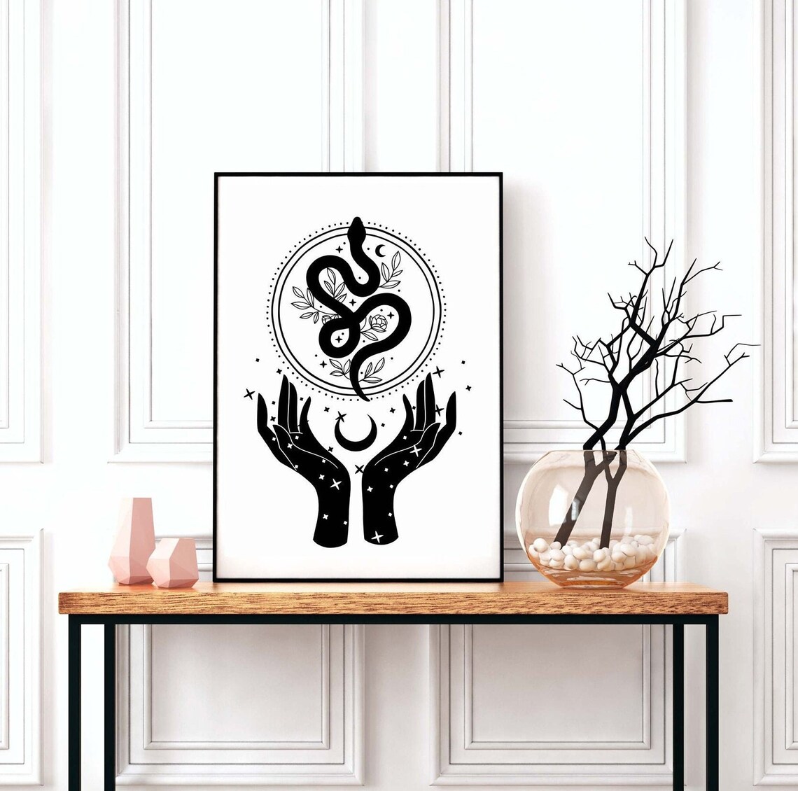 Celestial Mystic Snake Moon Stars Art Print - Image 4