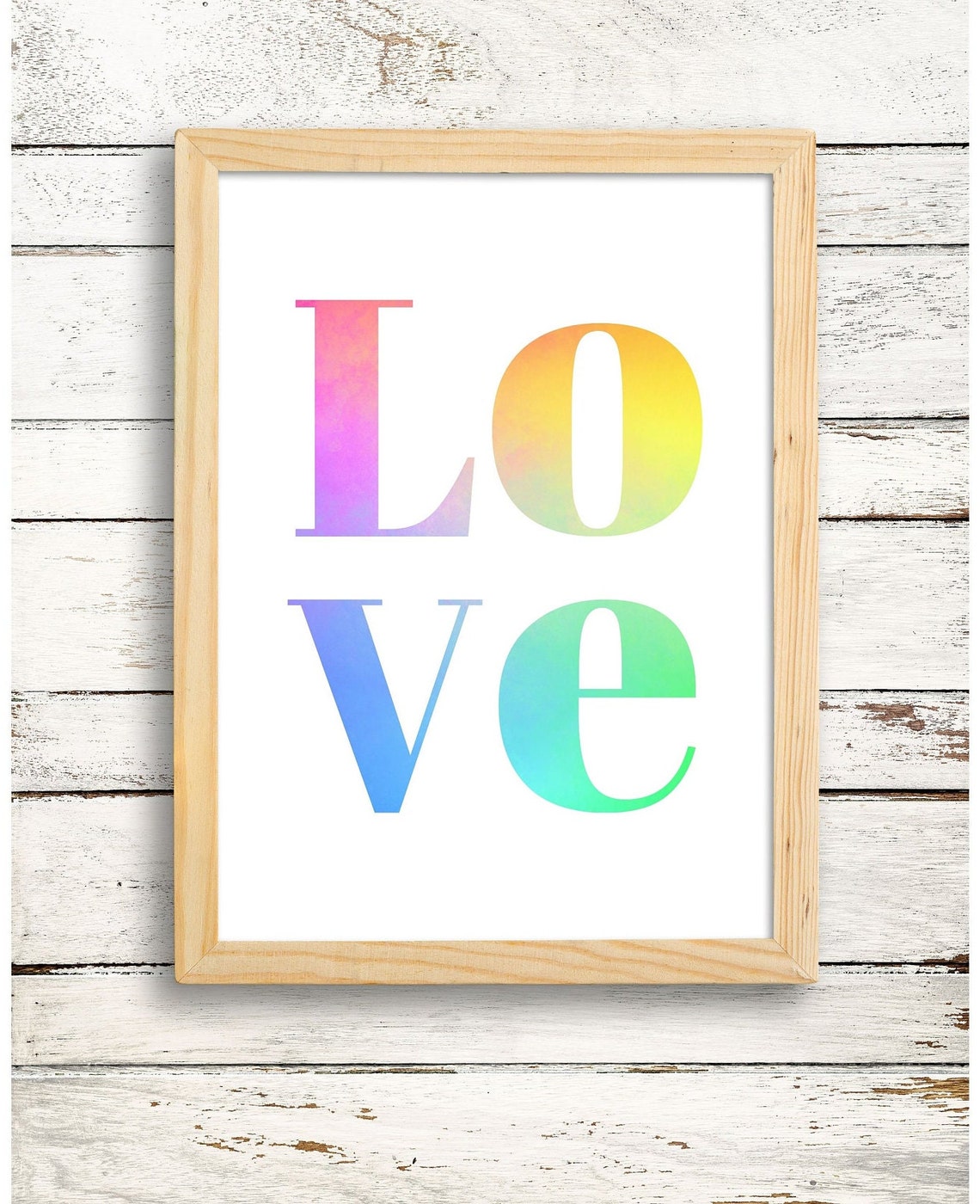 Colorful Love Rainbow Watercolor Serif Lettering Quote Poster - Image 4