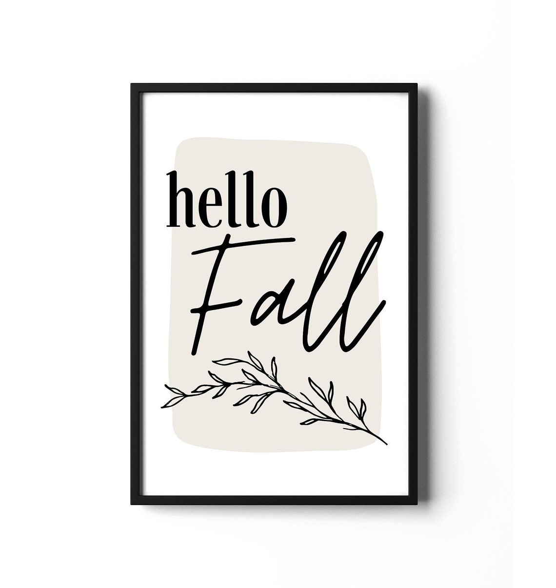Hello Fall Leaf Sprig Modern Farmhouse Script Wall Decor Poster - Image 4