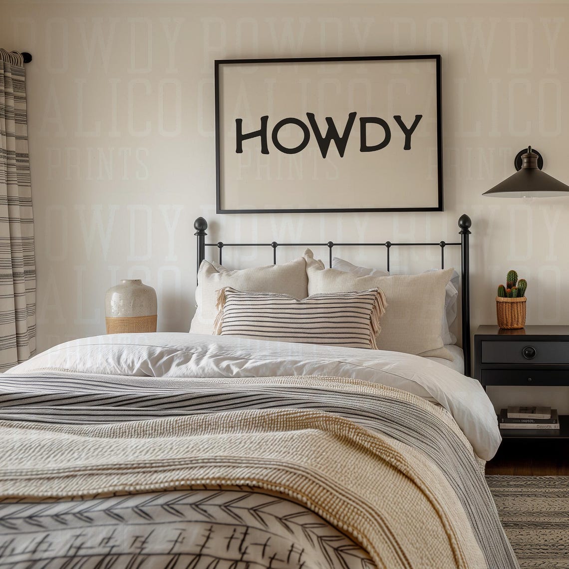 Howdy Minimalist Bold Black Text Neutral Western Quote Poster
