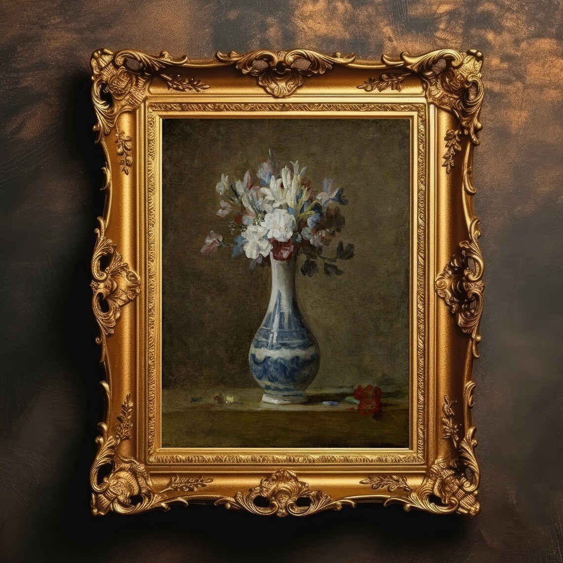 Vase of Flowers Floral Still Life, Vintage Art Print