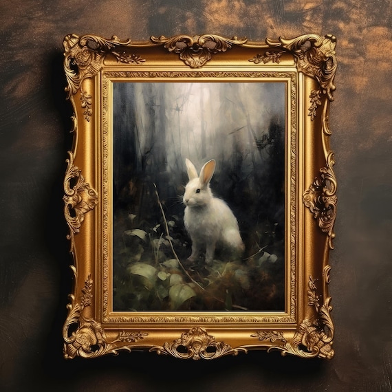 White Rabbit Forest Vintage Canopy Landscape Art Print