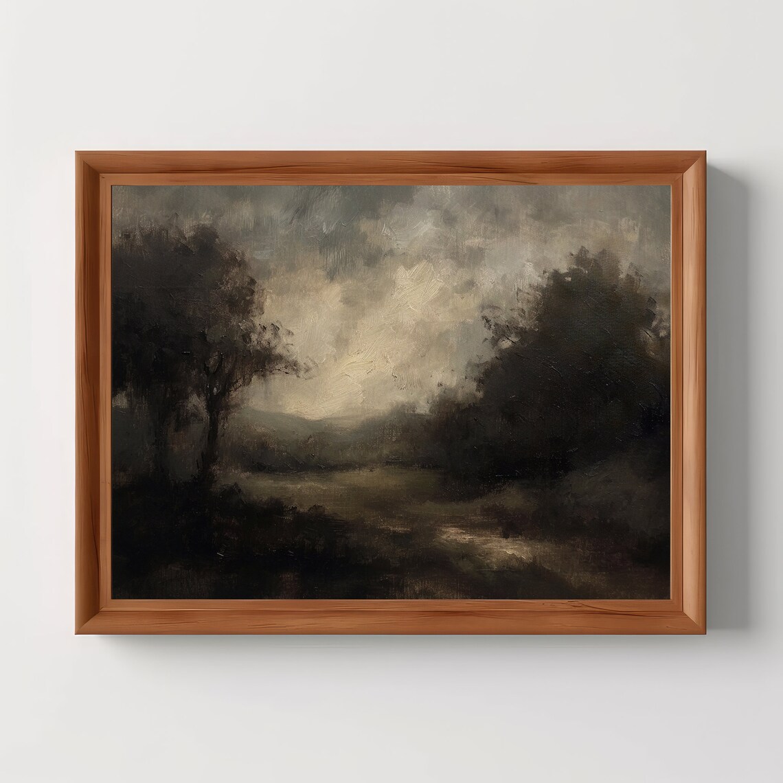 Moody Dark Forest Landscape Vintage Oil Painting Wall Poster