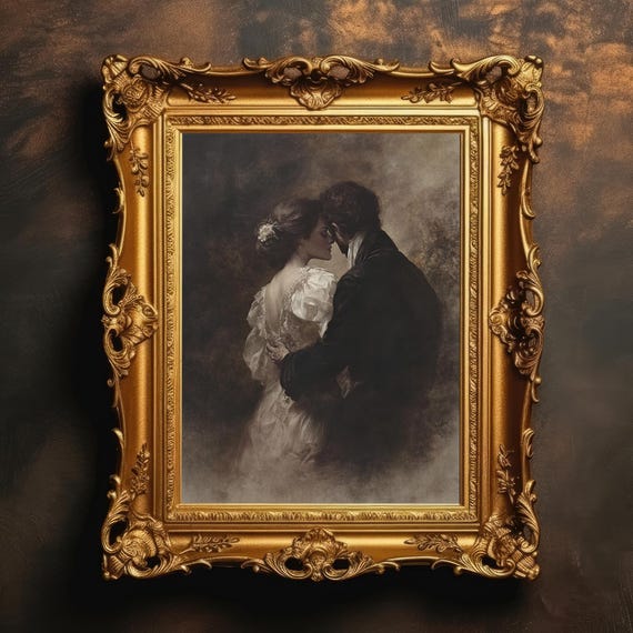 Vintage Romance Art Dark Academia Print Wedding Wall Victorian Decor Gothic