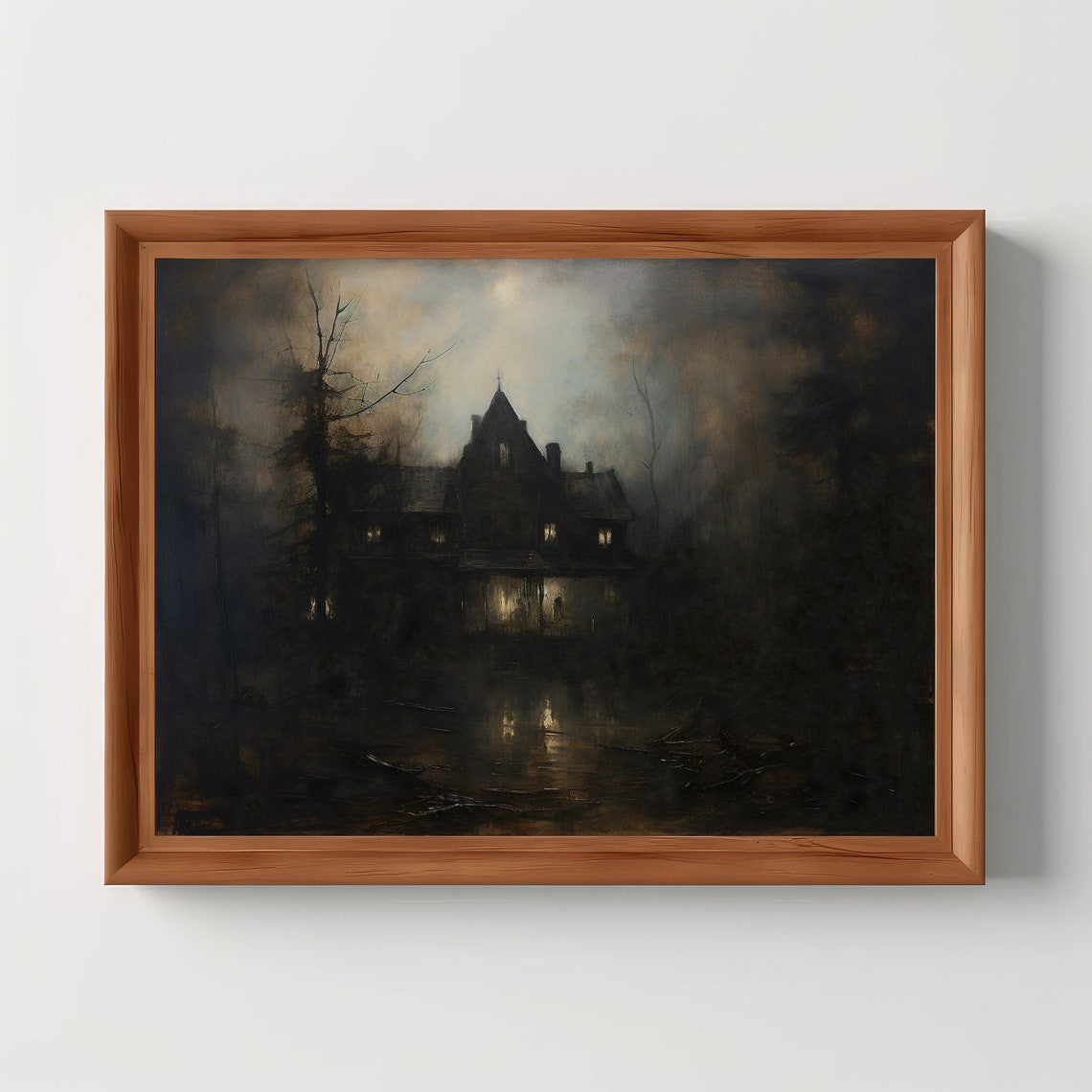 Haunted House Dark Academia Creepy Wall Art Goth Room Decor Macabre Print Gothic Spooky Halloween