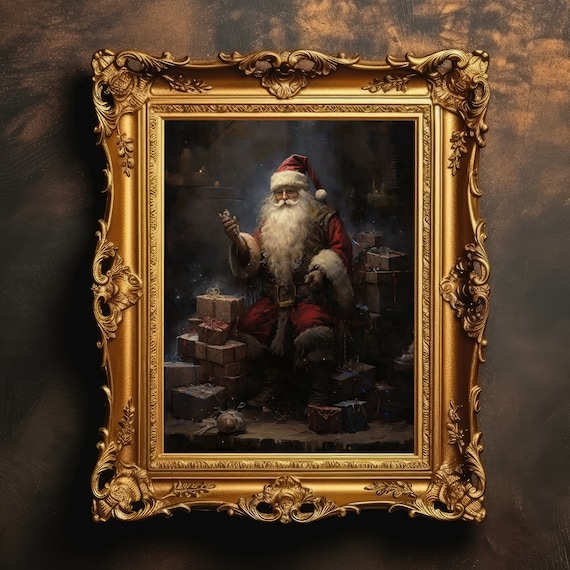 Santa Claus Portrait Vintage Christmas Art Print