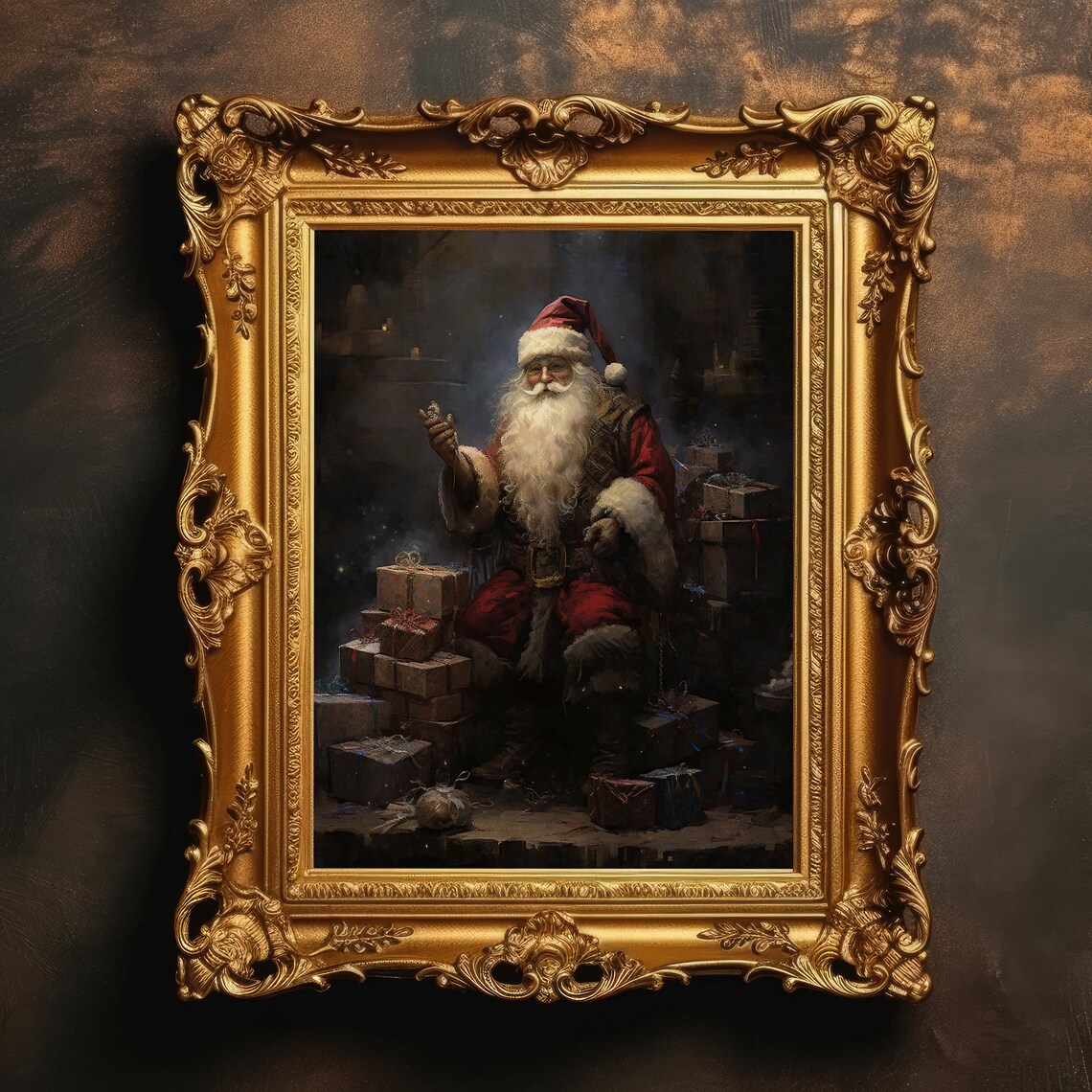 Santa Claus Portrait Vintage Christmas Art Print