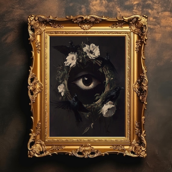 Watchful Eye Gothic Occult Dark Academia Wall Art Macabre Floral