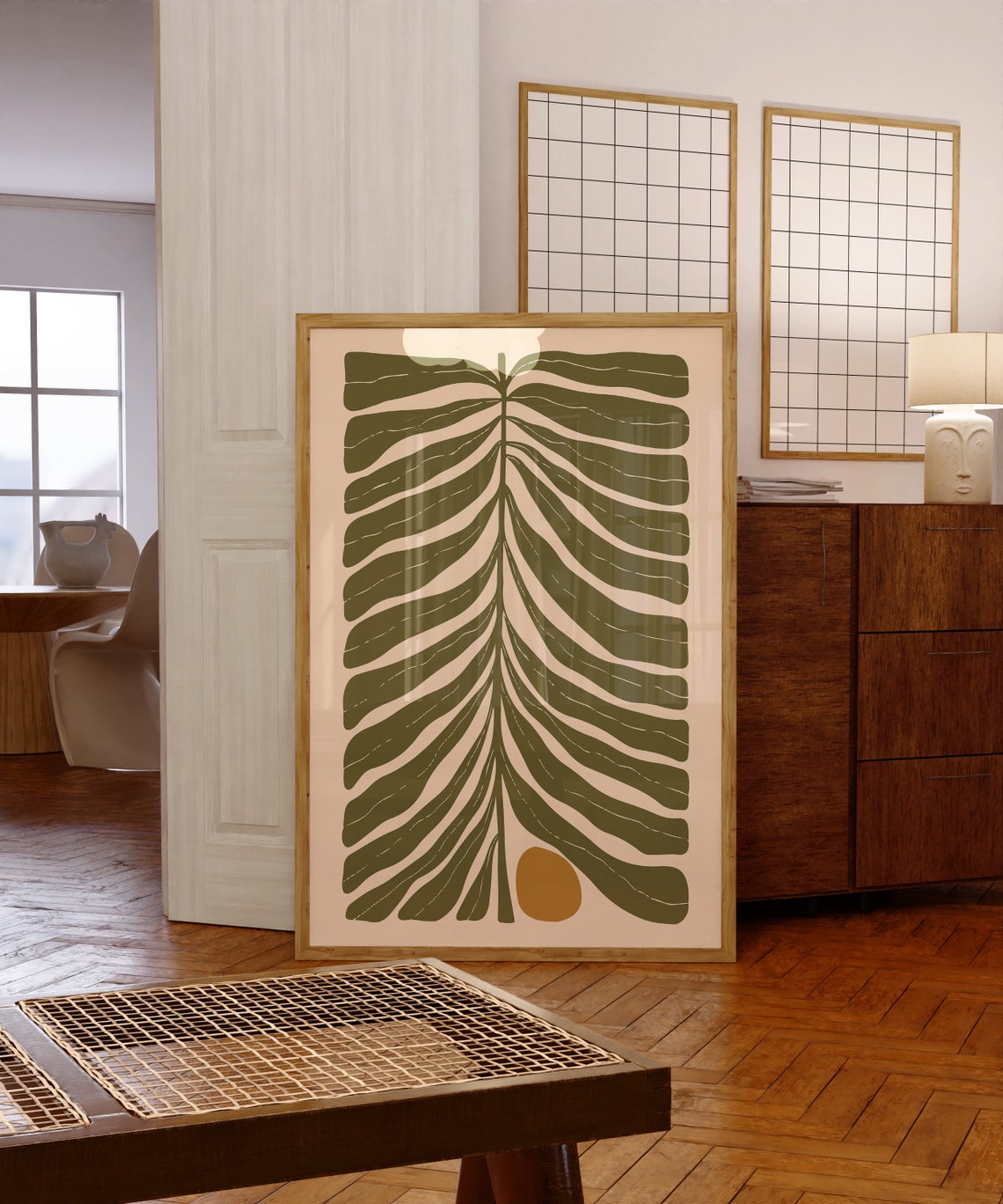 Large Green Palm Leaf Minimalist Botanical Abstract Art Print - Image 5