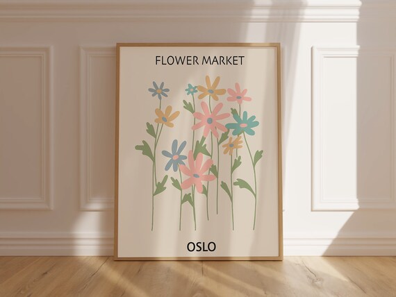 Oslo Flower Market Pastel Wildflower Botanical Artwork Poster