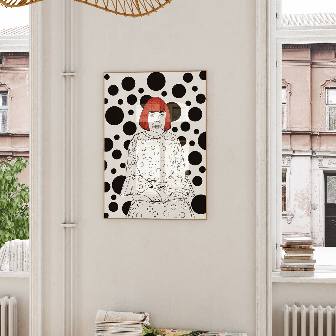 Yayoi Kusama Portrait Red Bob Polka Dot Artist Illustration Poster - Image 5