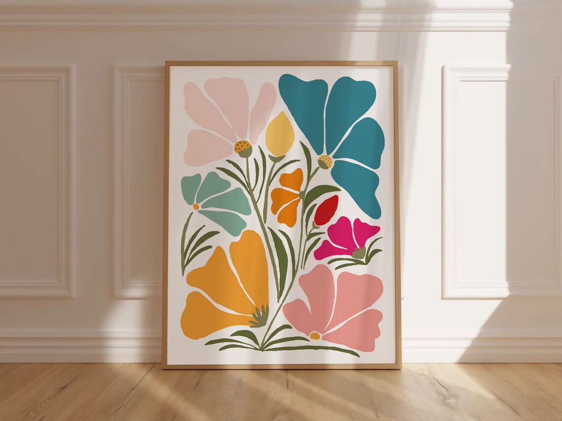 Matisse Style Colorful Wildflower Bouquet Floral Gallery Art Poster