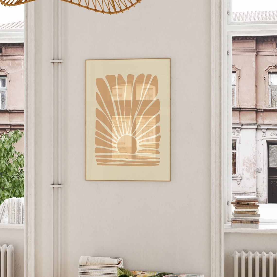 Terracotta Rising Sun Radiating Rays Minimalist Boho Art Poster - Image 6