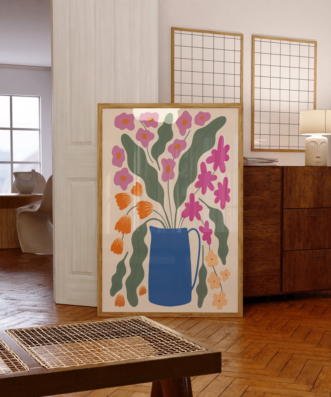 Blue Pitcher Colorful Floral Bouquet Still Life Gallery Poster - Image 6