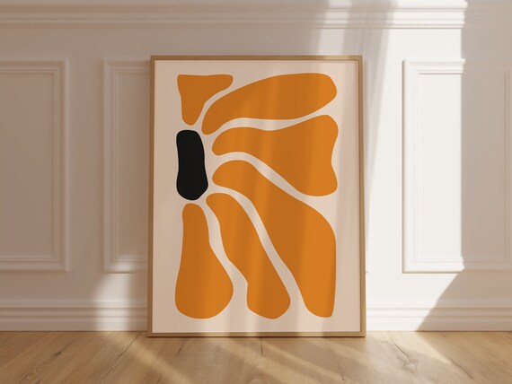Burnt Orange Waves Abstract Modern Minimalist Decor Art Print