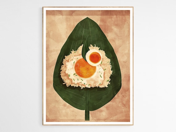 Fried Egg Over Rice On A Banana Leaf Filipino Food Art Print