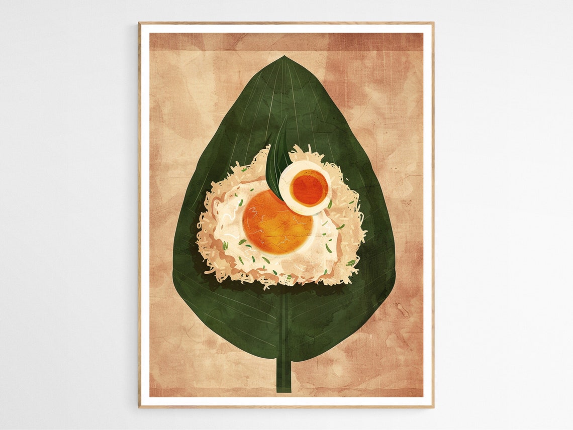 Fried Egg Over Rice On A Banana Leaf Filipino Food Art Print