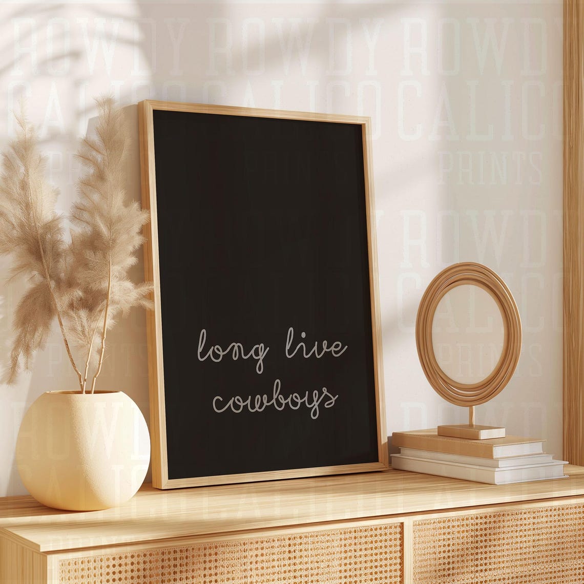Long Live Cowboys Hand Lettered Script Black Western Quote Poster