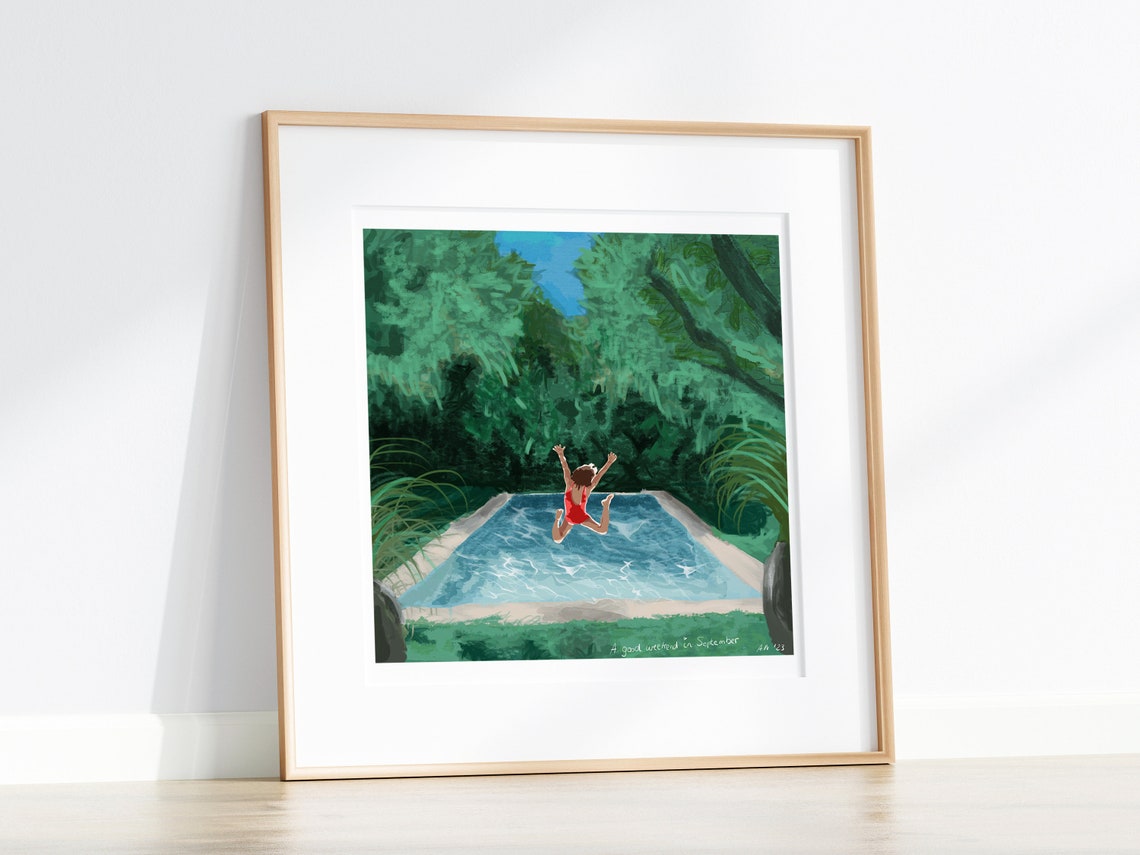 Woman Jumping Into a Jungle Pool on a Summer Weekend Trip Poster - Image 4