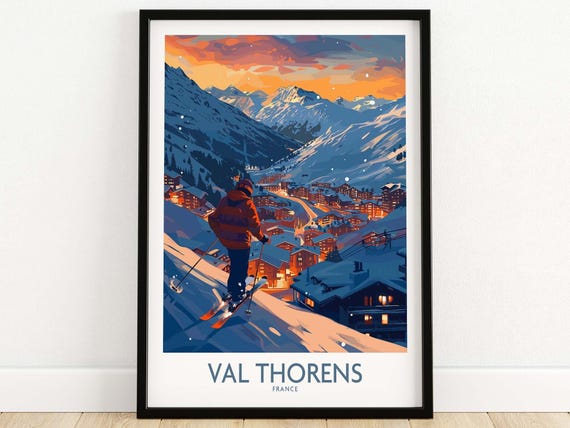 Ski Print Val Thorens Wall Art Poster Val Thorens Skiing Gift Home Dcor Wall Hanging Ski Art Lover