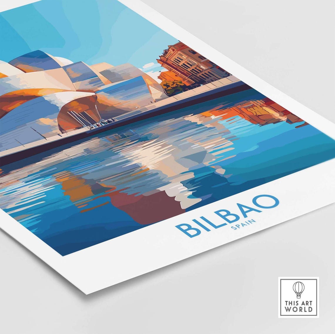 Bilbao Spain Guggenheim Museum River Reflection Modern Travel Poster - Image 4