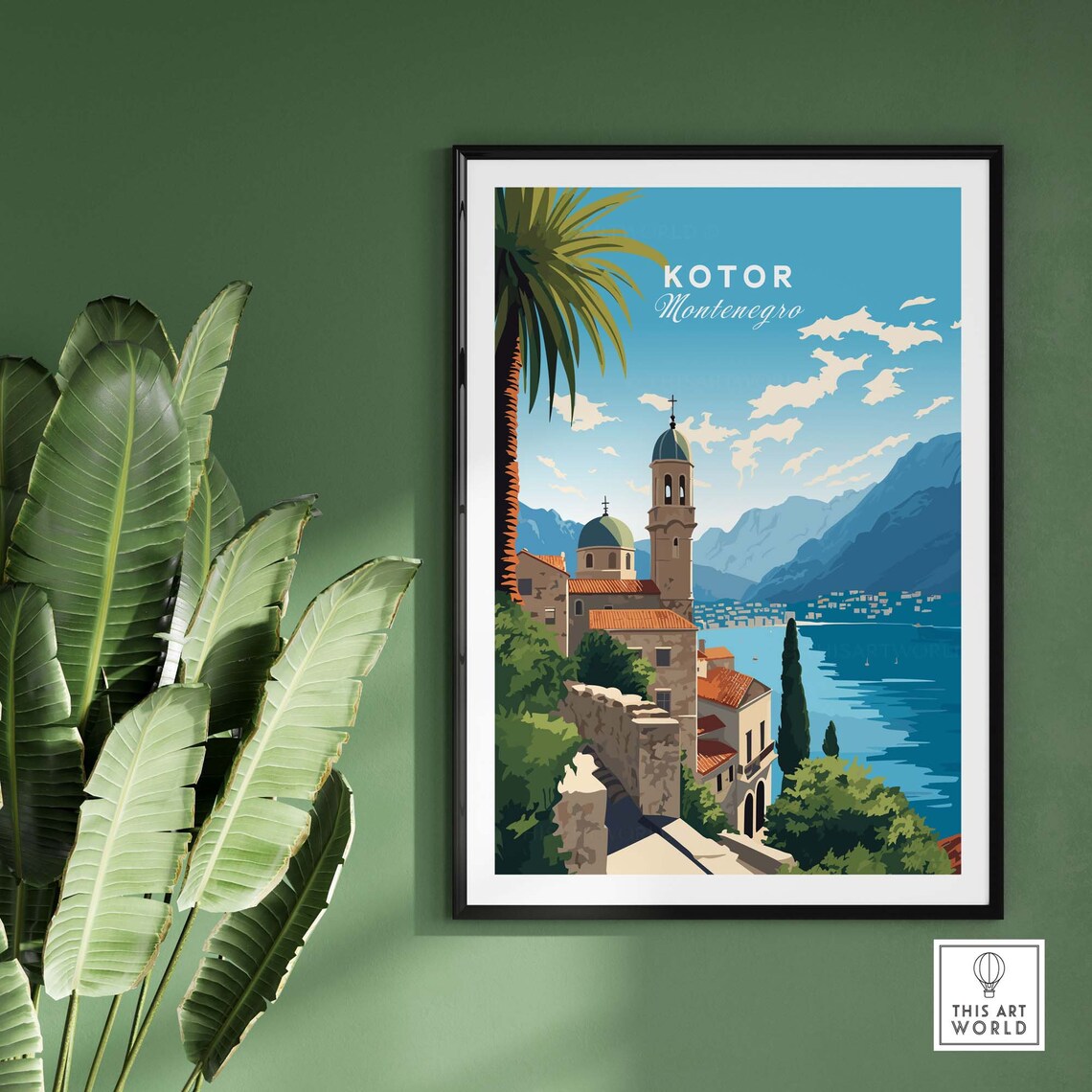 Adriatic Kotor Montenegro Bay Old Town Church Towers View Poster - Image 2