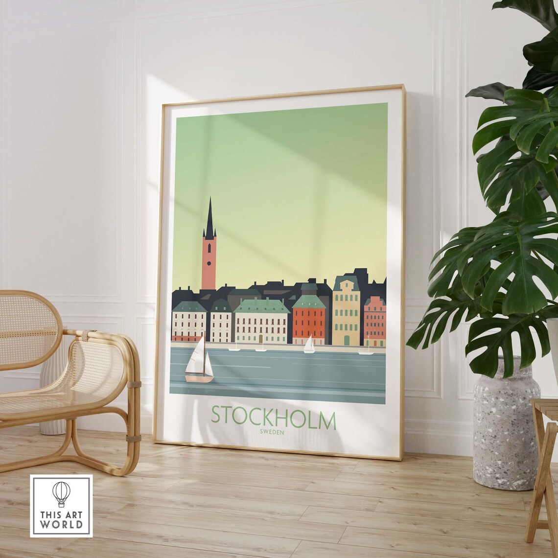 Stockholm Sweden Travel Poster, Scandinavian Wall Art - Image 3