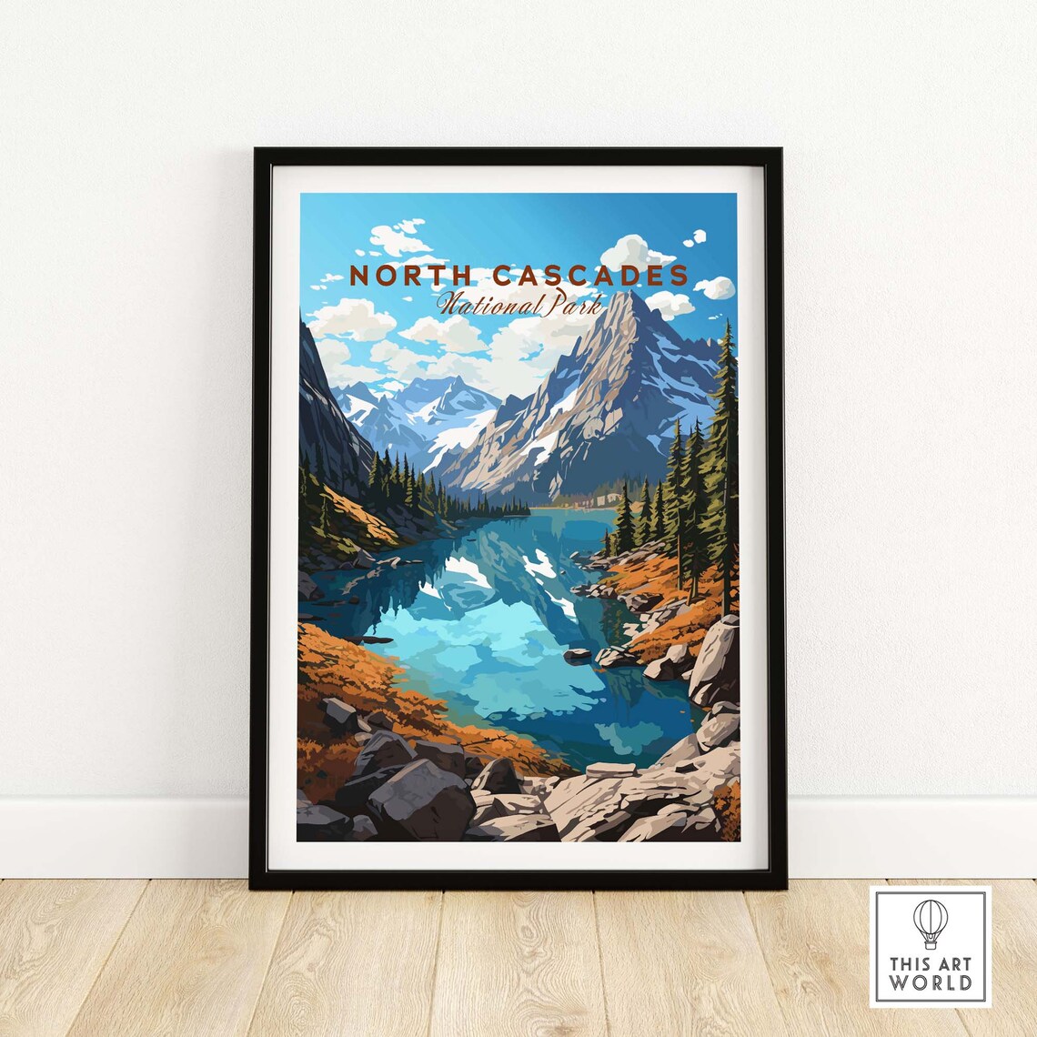 North Cascades National Park Travel Poster Art Print
