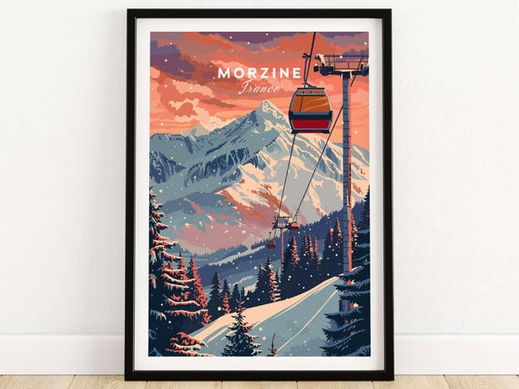 Morzine Ski Art Print France Ski Lodge Wall Art Home Decor Skiing Gift Ski House Decor Winter Sport Room Print Chalet Art Poster Morzine
