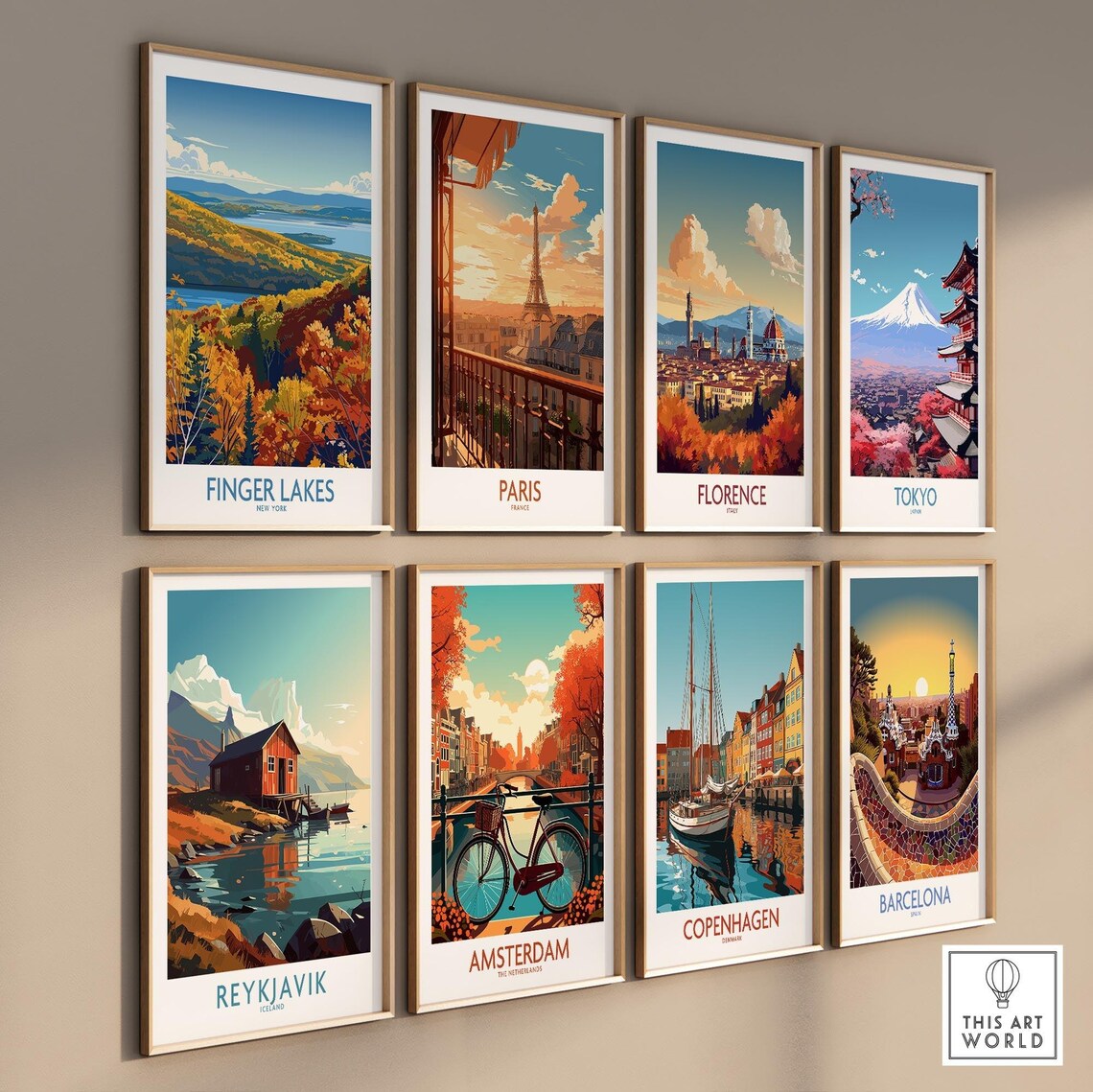 Finger Lakes New York Autumn Foliage Lake View Travel Poster - Image 3