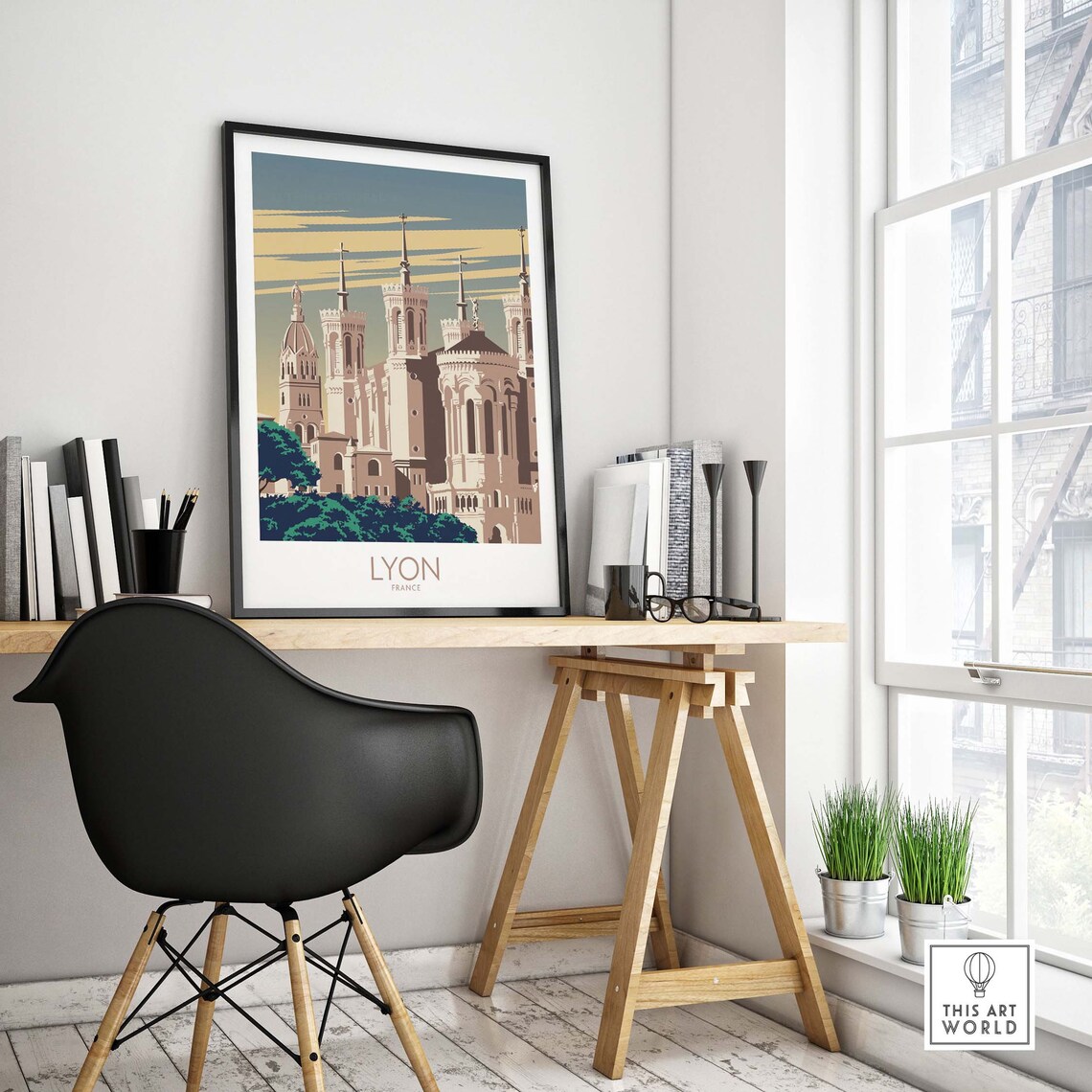 Lyon France Travel Poster, Place Wall Art Print - Image 4