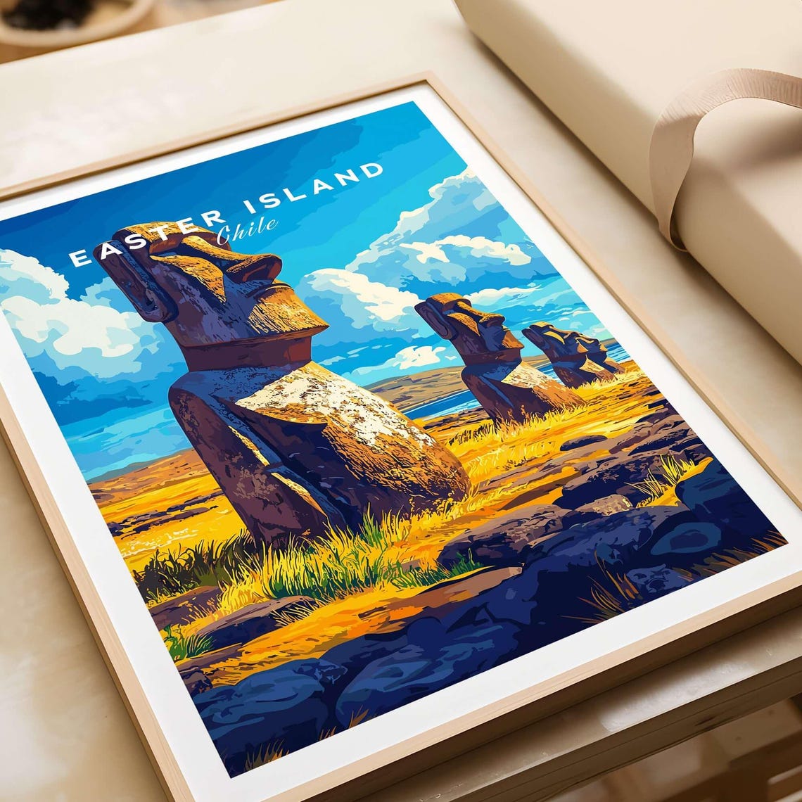 Ancient Easter Island Chile Moai Stone Statues Coast Travel Poster - Image 4