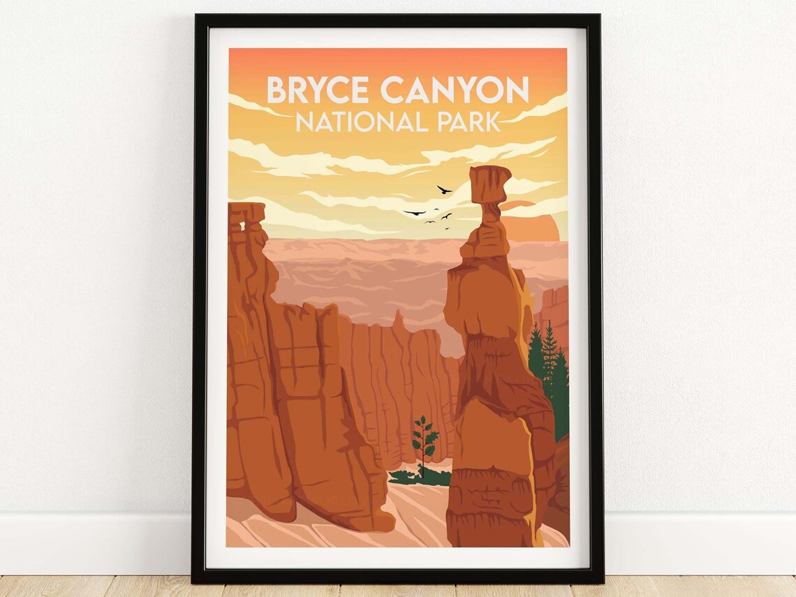 Bryce Canyon Travel Poster, Utah National Park Art Print
