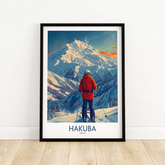 Hakuba Wall Art Print Japan Poster Ski Resort Winter Sports Artwork Adventure Home Decor Skiing Gift For Skier