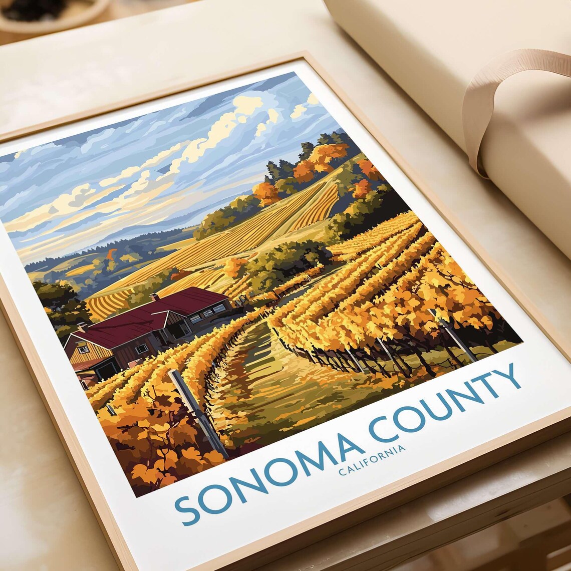 Sonoma County California Autumn Vineyard Harvest Barn Poster