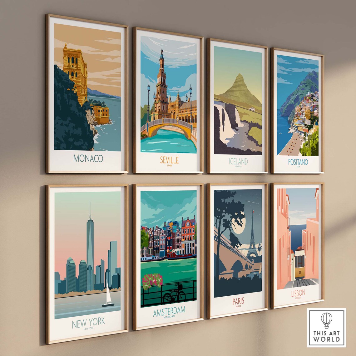 Monaco Cliffside Golden Palace Mediterranean Sea View Travel Poster - Image 3