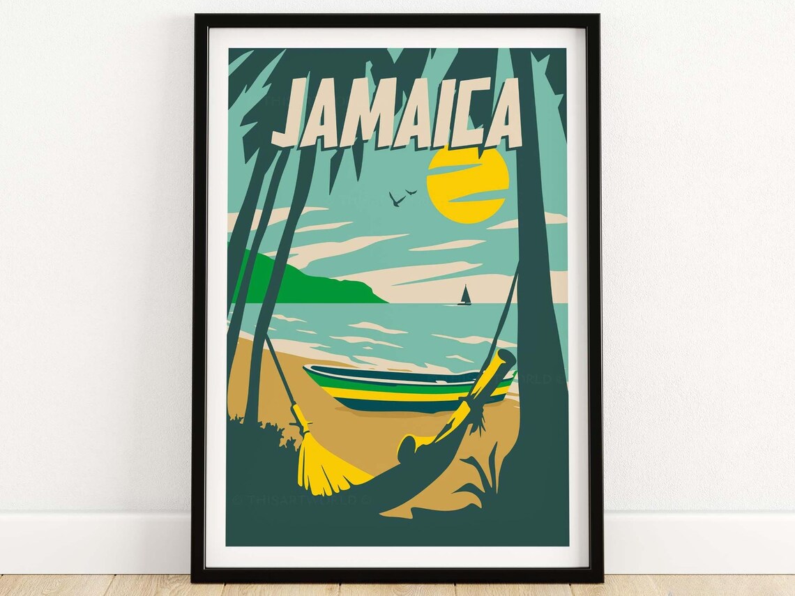 Jamaica Travel Poster, Beach Home Decor Art Print