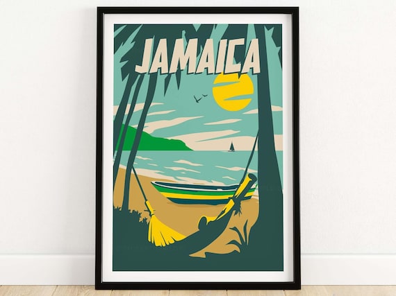 Jamaica Travel Poster, Beach Home Decor Art Print