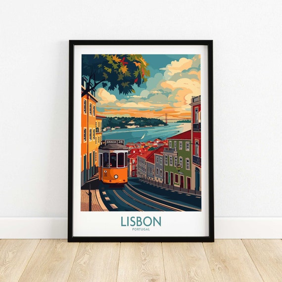 Lisbon Print Portugal Wall Art Travel Poster Home Decor Artwork Gift Illustration Lovers