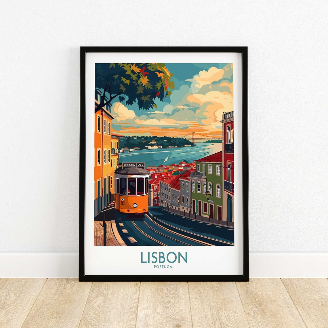 Lisbon Print Portugal Wall Art Travel Poster Home Decor Artwork Gift Illustration Lovers