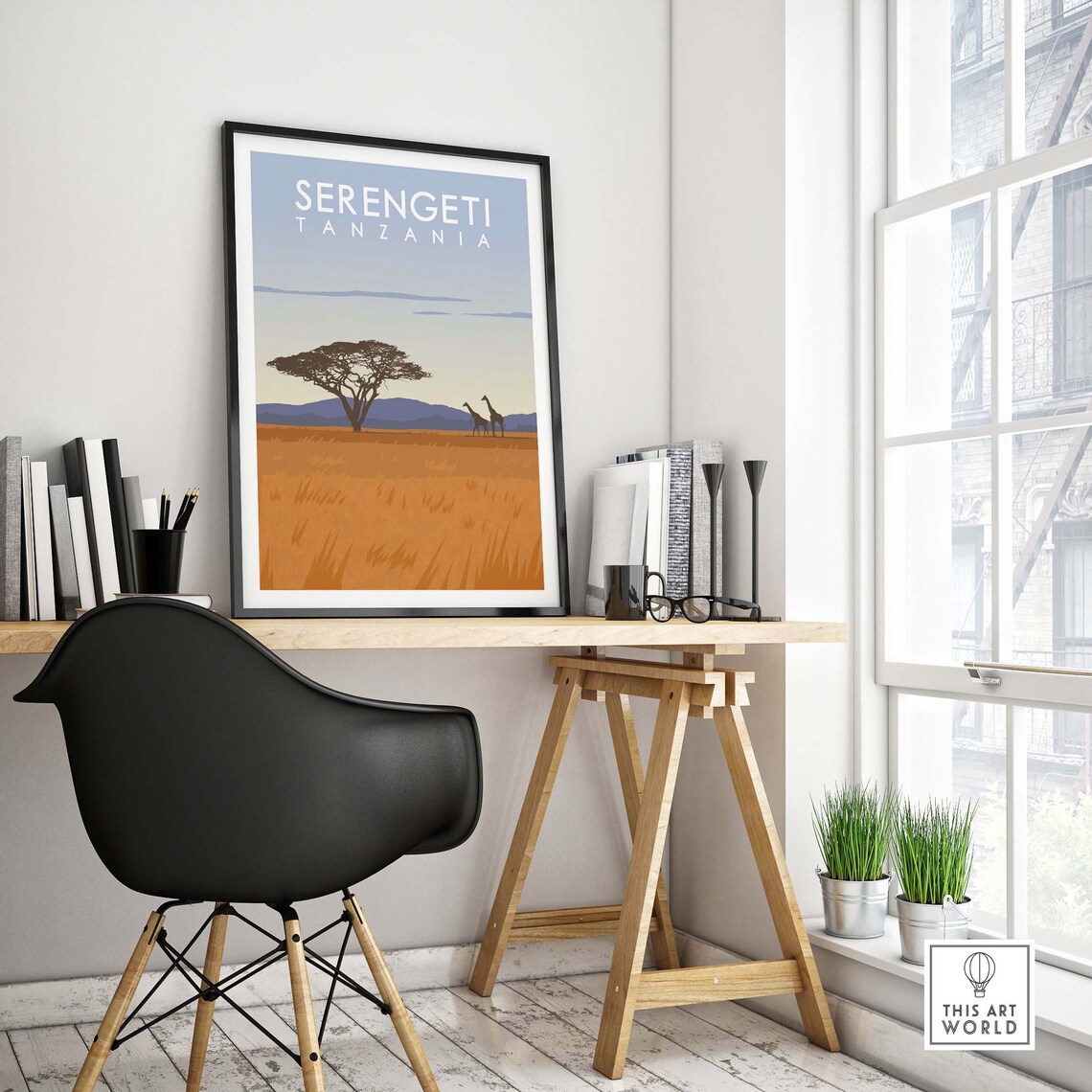 Serengeti Tanzania Travel Poster, African Safari Art Print - Image 4