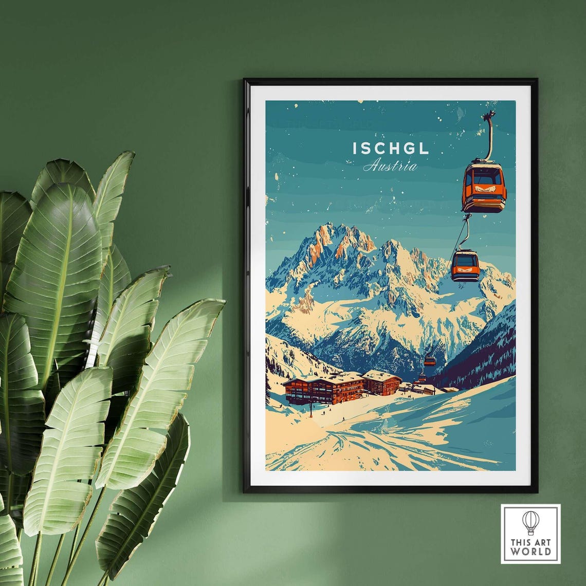 Ischgl Winter Sports Art Print, Ski Lodge Decor - Image 2